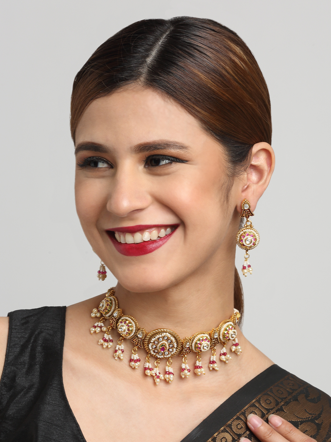 YouBella Jewellery Celebrity Inspired Gold Plated Necklace Jewellery Set for Girls and Women